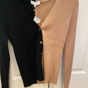 NWT Black and beige colorblock cardigan size medium